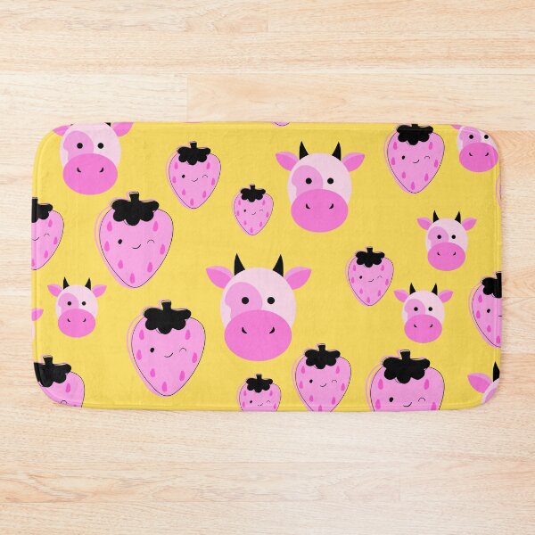 Item preview, Pink Strawberry Cow on yellow designed and sold by pumpqin.