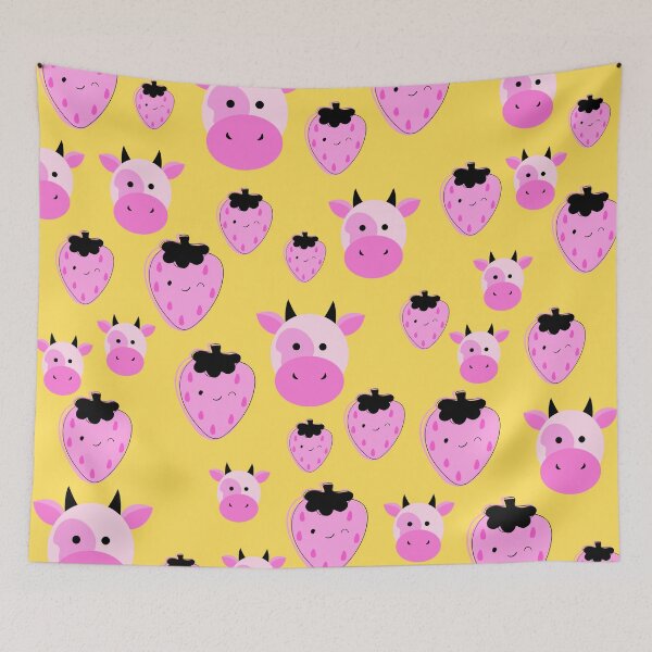 Item preview, Pink Strawberry Cow on yellow designed and sold by pumpqin.