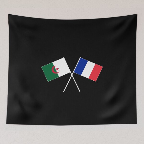 Artikelvorschau, algerisch-französische Freundschaft Flagge Fahne entworfen und verkauft von GeogDesigns.