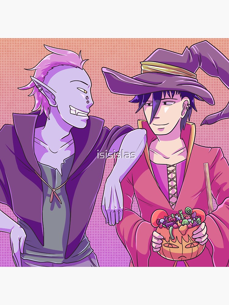 Thumbnail 3 of 3, Sticker, Aknez & Erwin Happy Halloween designed and sold by isisislas.
