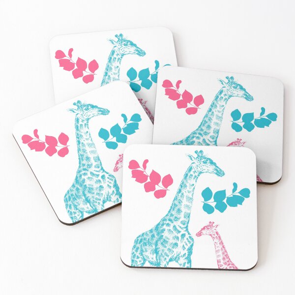 Item preview,  family Giraffe, pink teal Giraffe, Copy of Wild Life Giraffe, animals, toy, illustration, teal figurines, winter theme, better together, Love animals designed and sold by HerHim-beyond.