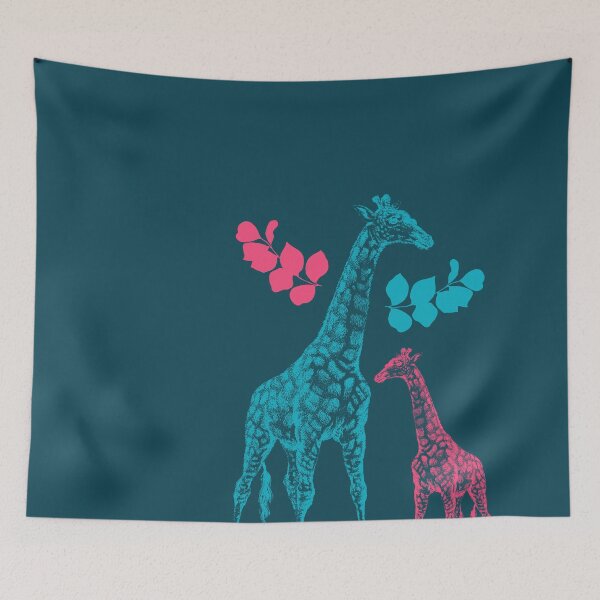 Item preview,  family Giraffe, pink teal Giraffe, Copy of Wild Life Giraffe, animals, toy, illustration, teal figurines, winter theme, better together, Love animals designed and sold by HerHim-beyond.