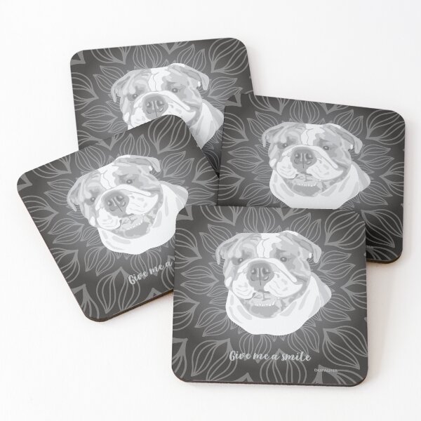 Item preview, DuFauna English Bulldog Black and White Smiling Face "Give me a smile" designed and sold by DuFauna.