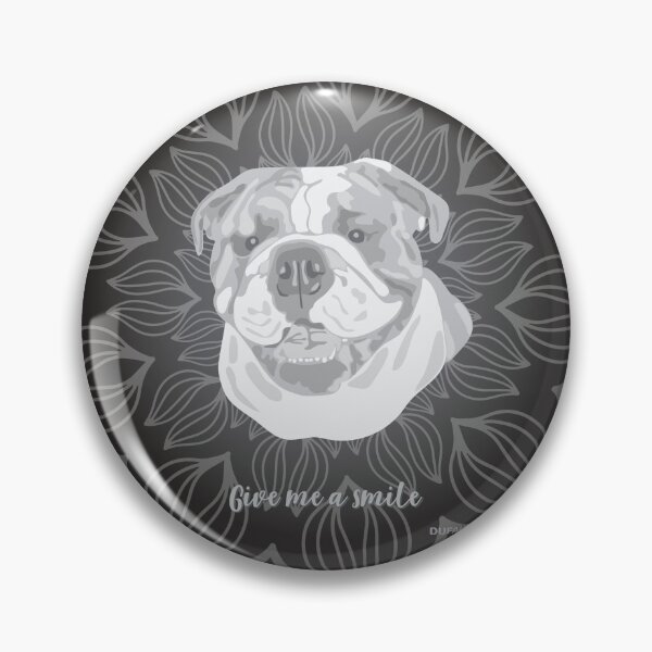Item preview, DuFauna English Bulldog Black and White Smiling Face "Give me a smile" designed and sold by DuFauna.