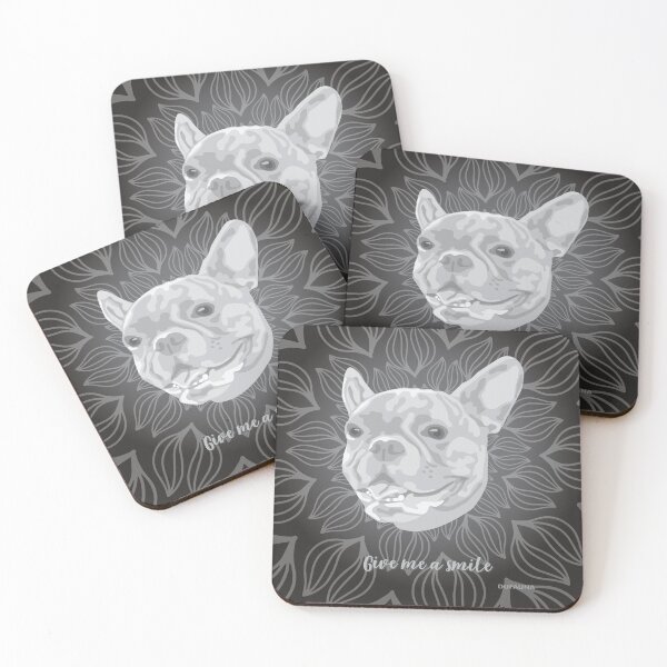 Item preview, DuFauna French Bulldog Black and White Smiling Face "Give me a smile" designed and sold by DuFauna.