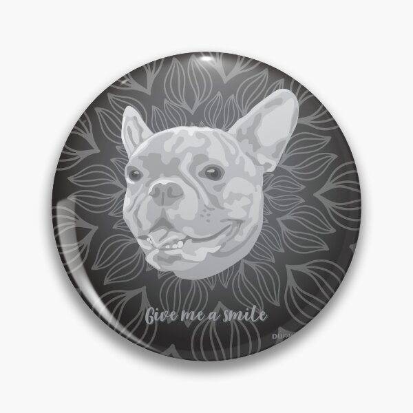 Item preview, DuFauna French Bulldog Black and White Smiling Face "Give me a smile" designed and sold by DuFauna.