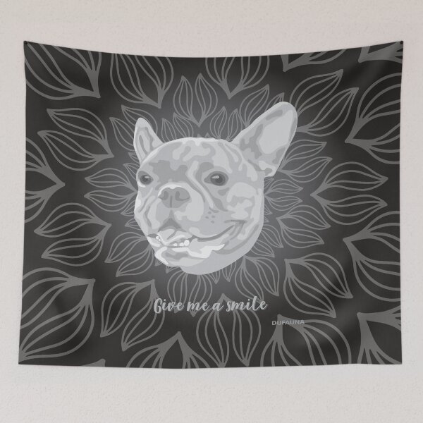 Item preview, DuFauna French Bulldog Black and White Smiling Face "Give me a smile" designed and sold by DuFauna.