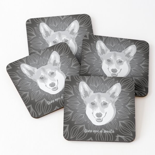 Item preview, DuFauna Corgi Black and White Smiling Face "Give me a smile" designed and sold by DuFauna.