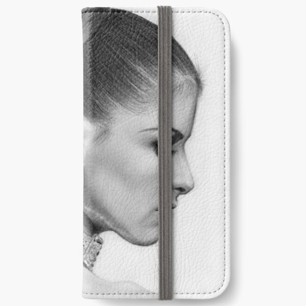 Pencil Portrait of Woman iPhone Wallet