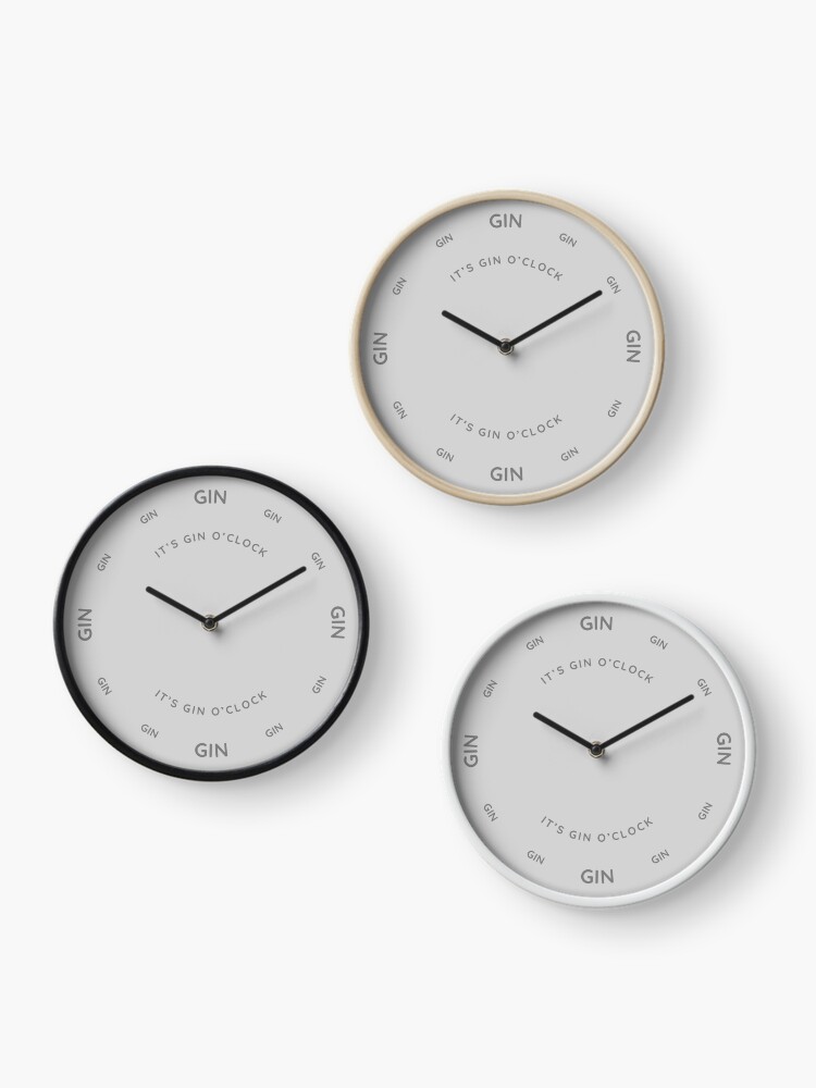 Thumbnail 3 of 4, Clock, It's Gin O'Clock Grey designed and sold by QuirkyClock.