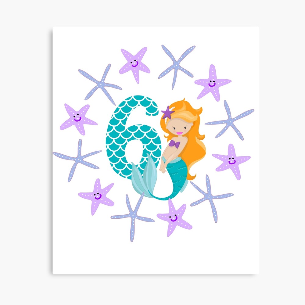 6 year old mermaid gift gift idea cute 6th birthday gift Poster by  Jelisandie