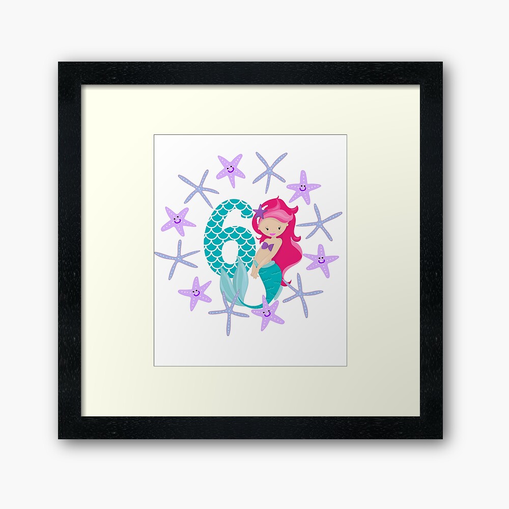 6 year old mermaid gift gift idea cute 6th birthday gift Poster by