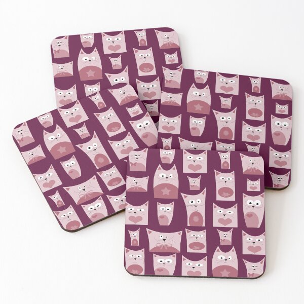 Item preview, Pink cat illustration pattern design designed and sold by PurrfectCorner.