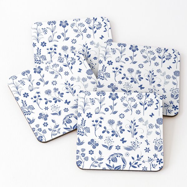 Item preview, Blue Floral Toile Flowers Illustration designed and sold by IZiets.