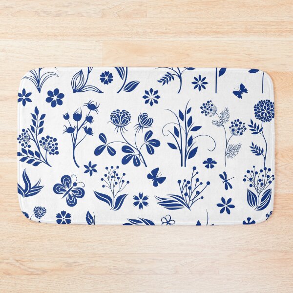 Item preview, Blue Floral Toile Flowers Illustration designed and sold by IZiets.