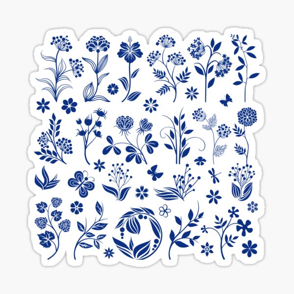 Vista previa del artículo con la obra «Ilustración de flores de baño floral azul», diseñado y vendido por IZiets.
