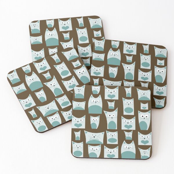Item preview, Blue, gray cat illustration pattern design designed and sold by PurrfectCorner.