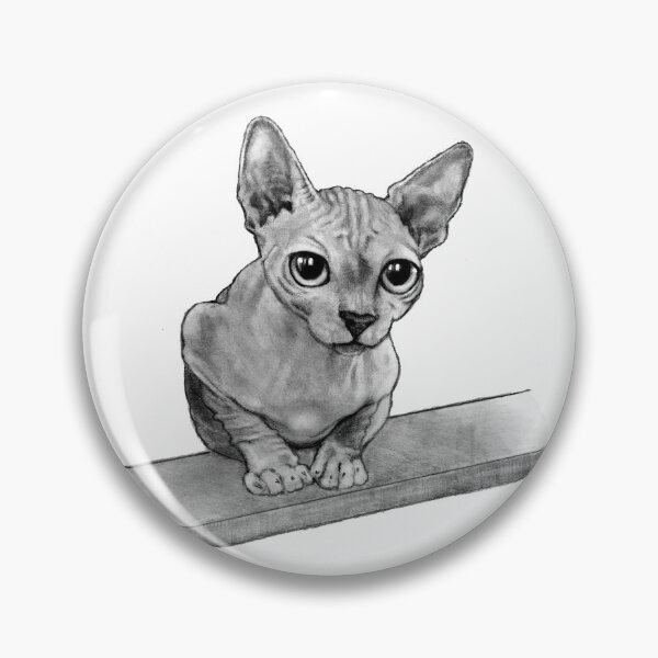 Item preview, Hairless Cat Big Eyes Pencil Art Illustration designed and sold by JoyfulWhimsy.