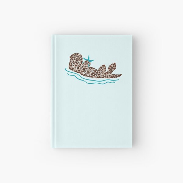 Sea Otter Silhouette Art made from Ocean Creatures Hardcover Journal