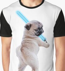 Pug with Lightsaber Graphic T-Shirt