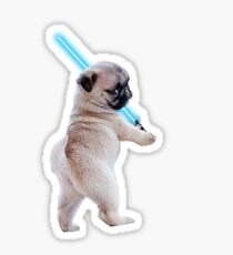 Pug with Lightsaber Sticker