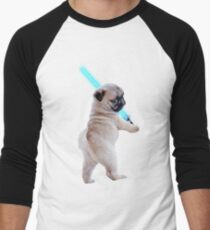 Pug with Lightsaber Men's Baseball Âľ T-Shirt