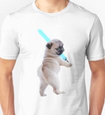 Mops mit Lichtschwert Unisex T-Shirt