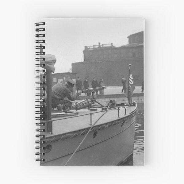 Item preview, Police Officer Manning A Machine Gun On A Patrol Boat -  Circa 1915 designed and sold by warishellstore.