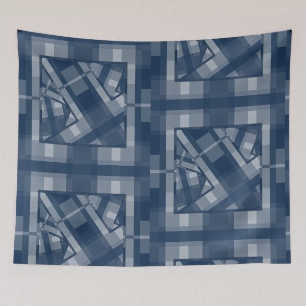 Item preview, Blue Pandora's Pixel Art Box Abstract Artist Jenny Meehan  designed and sold by Jenny Meehan Art Prints and Patterns  .
