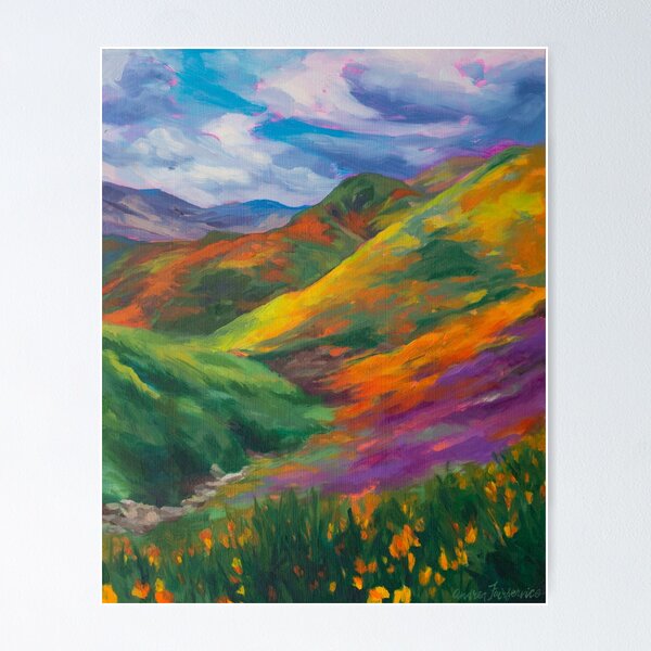 A perfect poppy day California poppies landscape painting