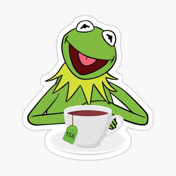 "Kermit the frog drinking Tea" Sticker by Redbubble
