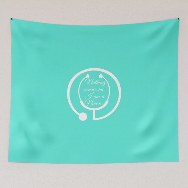 Item preview, Nothing scares me I am a Nurse in Turquoise and White designed and sold by LusterGirl.