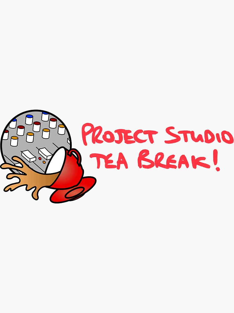 Thumbnail 4 of 4, Sticker, Project Studio Tea Break Logo With Text Horizontal designed and sold by PSTB.