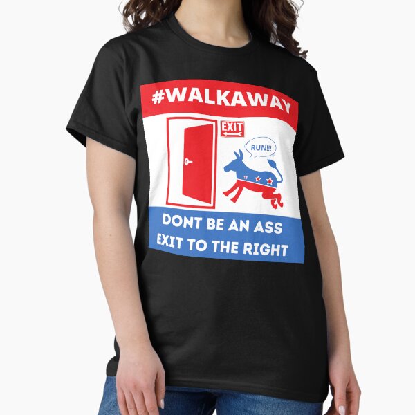 Vista previa del artículo con la obra «Corre Walkaway No seas un idiota, sal por la derecha», diseñado y vendido por SquaredApple.