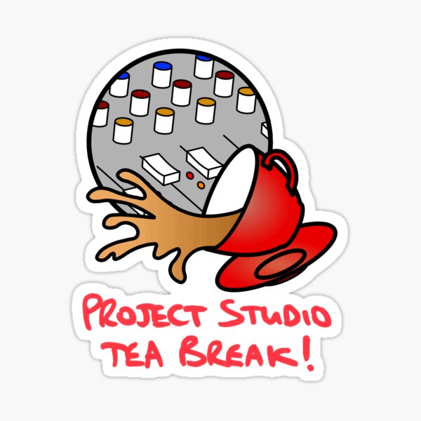 Project Studio Tea Break Logo With Text Vertical Sticker