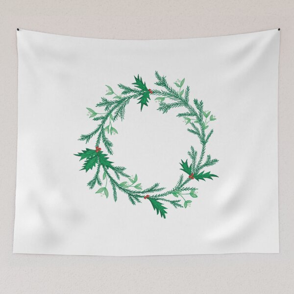 Item preview, Christmas wreath mistletoe and holly designed and sold by Luaillustration.