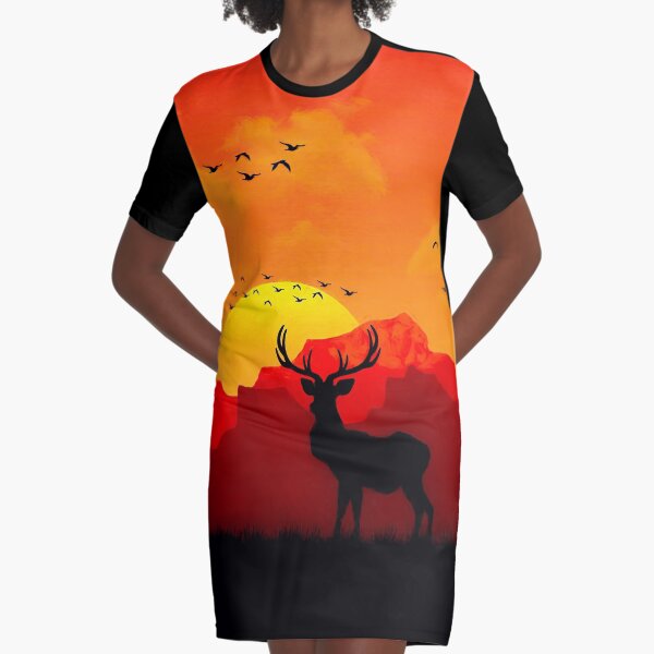 Red Dead - Deer Graphic T-Shirt Dress