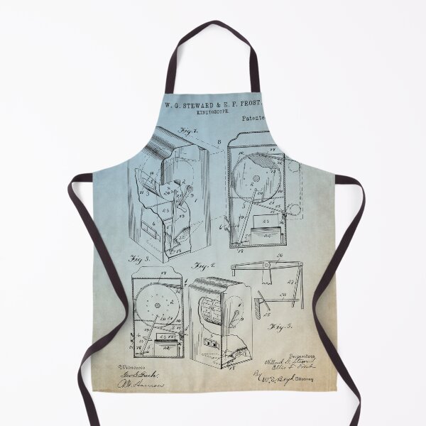 Item preview, Kinetoscope 1897 patent blue antique designed and sold by InkedArtPrints.