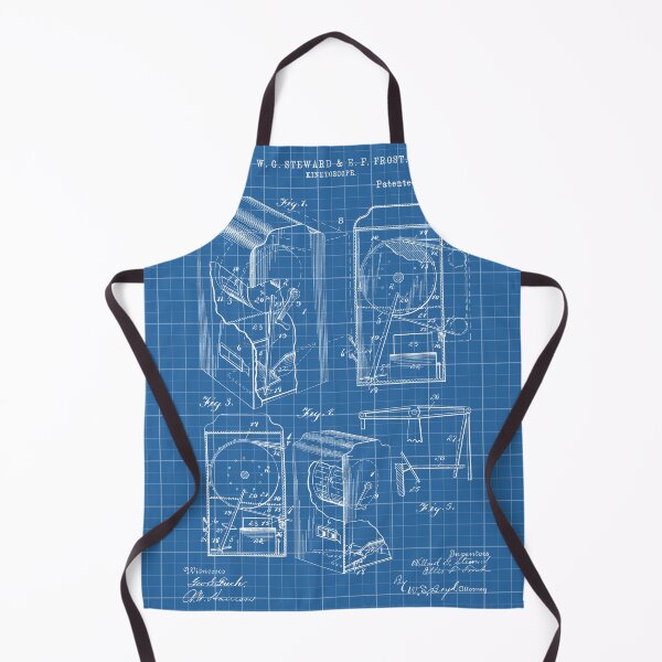 Item preview, Kinetoscope 1897 patent blue grid designed and sold by InkedArtPrints.