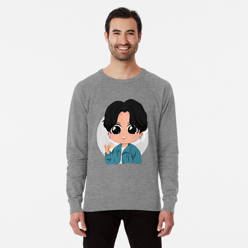 Jungkook bts eating donuts Lightweight Sweatshirt