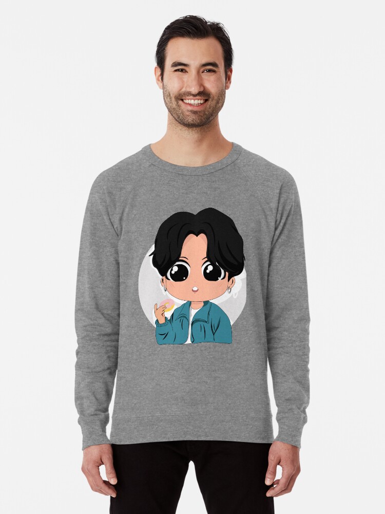 Jungkook bts eating donuts Lightweight Sweatshirt