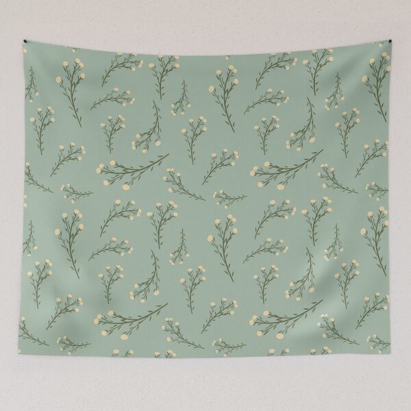 Item preview, anne's lace_cream flowers on dusty turquoise designed and sold by quinnhopp.