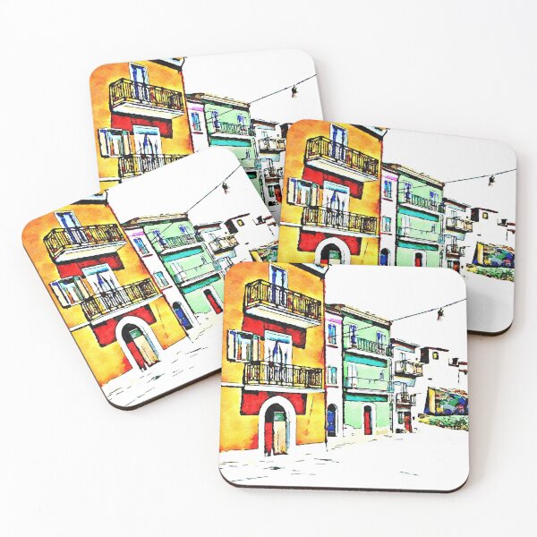 Item preview, Borrello: glimpse with colored houses designed and sold by Giuseppe Cocco.