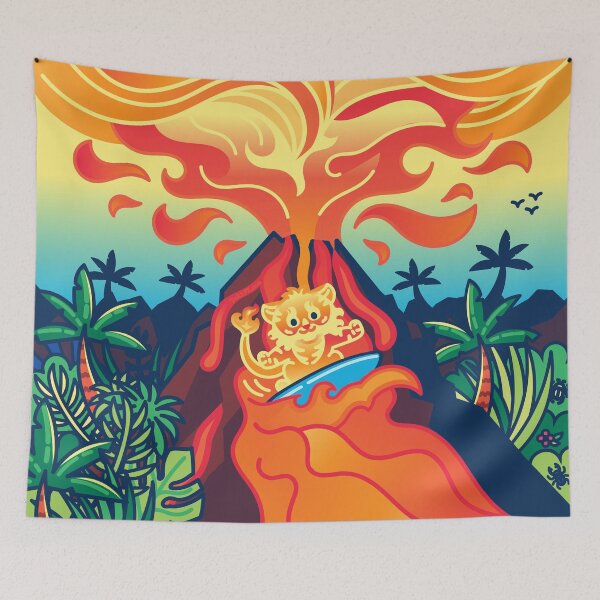 Item preview, Figer the baby liger surfing on Volcano - Creatober 2020 day 26 designed and sold by TokiPY.