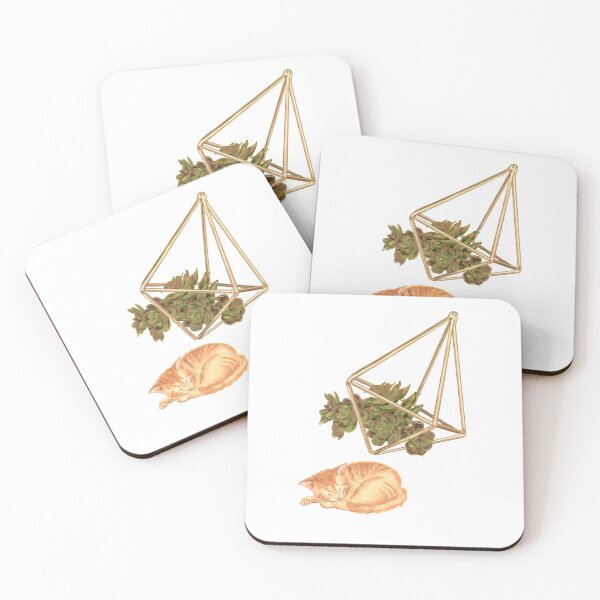 Item preview, Geometric Planter Succulents and Cat White designed and sold by rachelleybell.