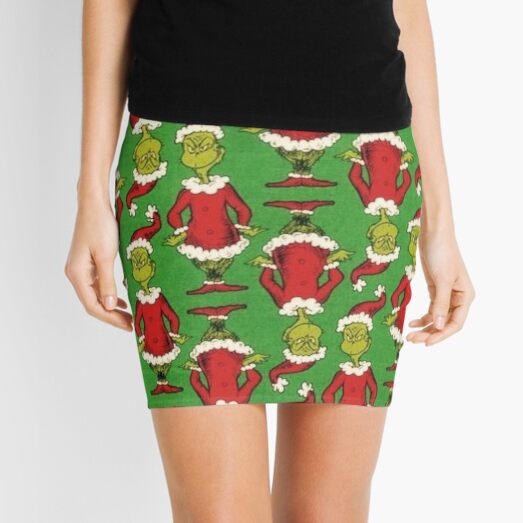 Grinch christmas pattern Mini Skirt