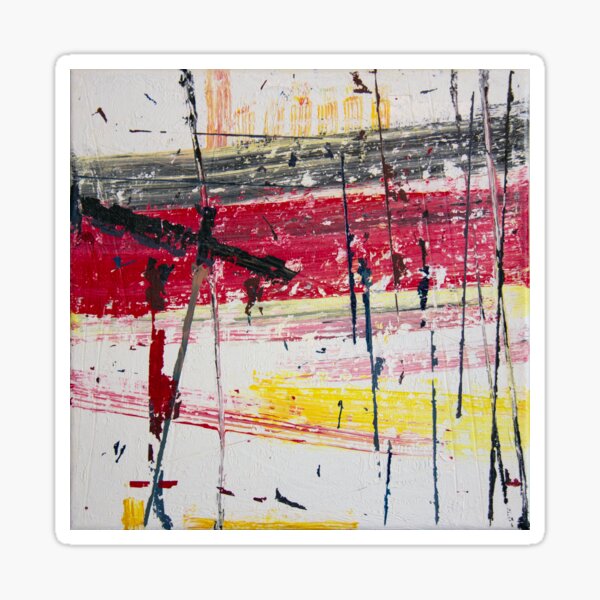 Red # 3, Abstract Art, Line Abstract, Abstract Drawing, Carlos Montes De Oca Sticker