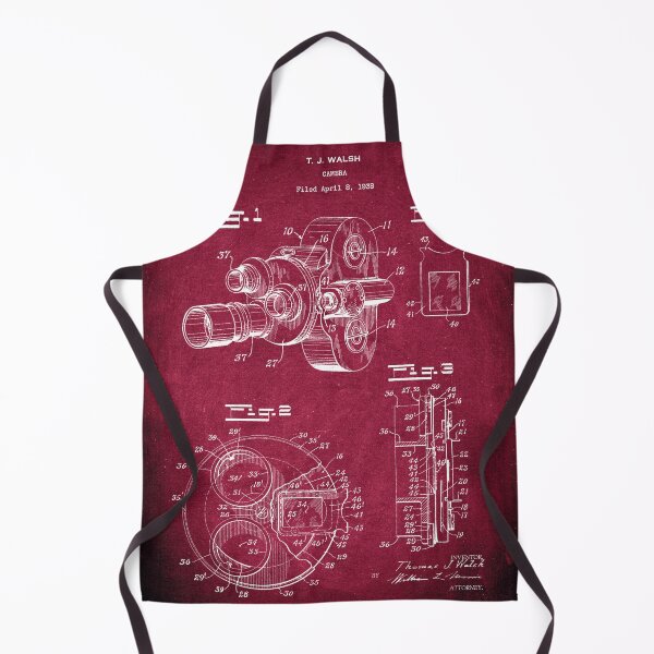 Item preview, Video camera 1940 patent burgundy chalkboard designed and sold by InkedArtPrints.