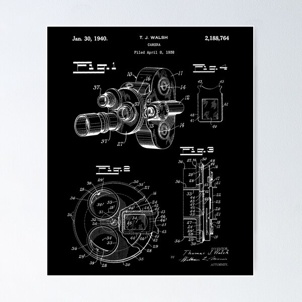 Film Holder Vintage Patent Blueprint Canvas Art, Aged Pixel