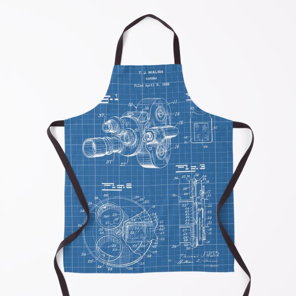 Item preview, Video camera 1940 patent blue grid designed and sold by InkedArtPrints.